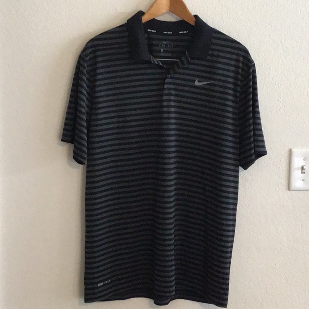 Men’s Nike Golf Dri-Fit Polo - Size L - Black/Gray Striped